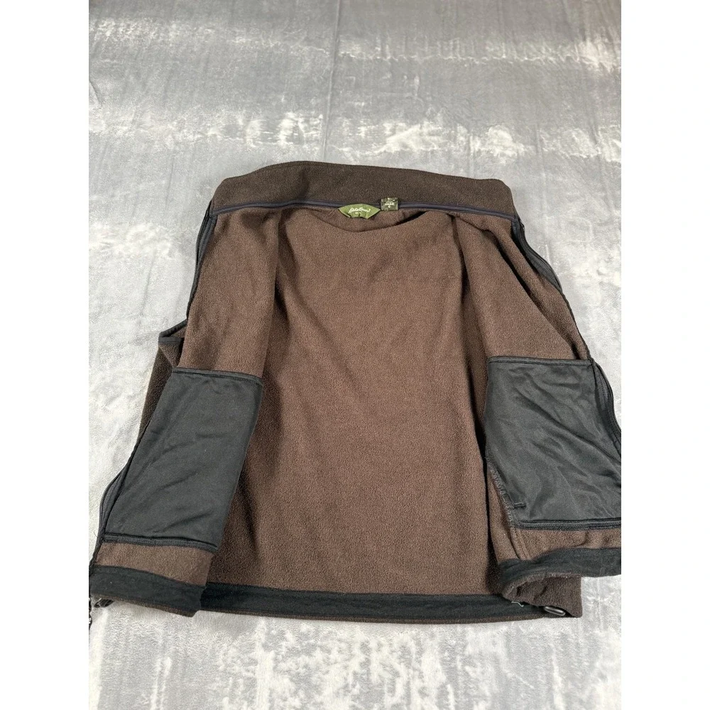 Eddie Bauer Men's Large Brown Polartec Fleece Full Zip Vest Outdoor Layering